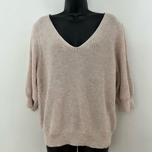Gentle Fawn V-Neck 3/4 Sleeve Sweater, Size Large